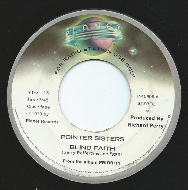 Pointer Sisters : Blind Faith (7", Promo)