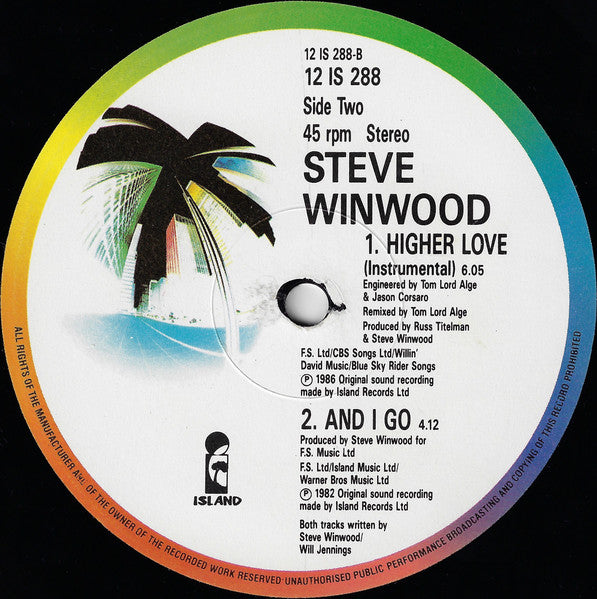 Steve Winwood : Higher Love (12")