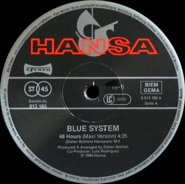 Blue System : 48 Hours (12", Maxi)