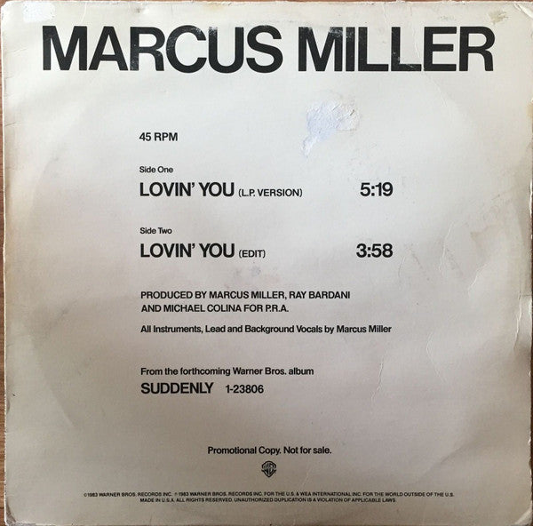 Marcus Miller : Lovin' You (12", Promo)