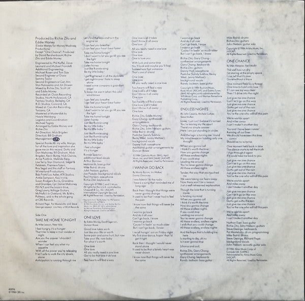 Eddie Money : Can't Hold Back (LP, Album, Pit)