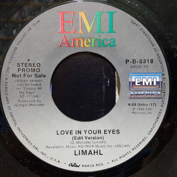 Limahl : Love In Your Eyes (7", Promo, Styrene)