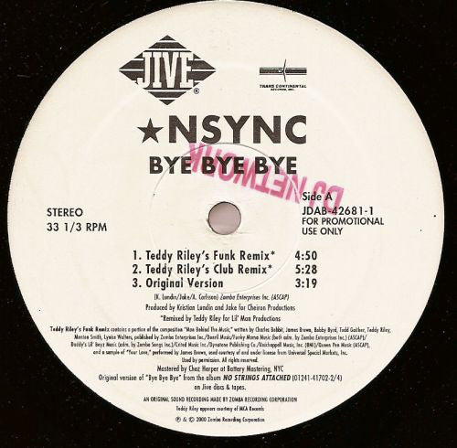 *NSYNC : Bye Bye Bye (The Remixes) (12", Promo)