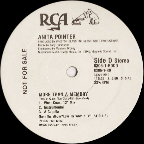 Anita Pointer : More Than A Memory (12", Promo)