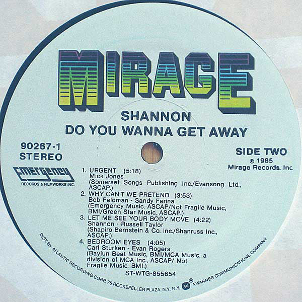 Shannon : Do You Wanna Get Away (LP, Album, All)
