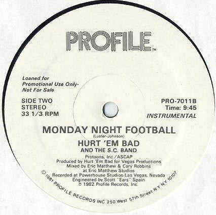 Hurt 'em Bad And The S.C. Band* : Monday Night Football (12", Promo)