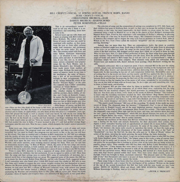 Bill Crofut : Poetry In Song (LP)