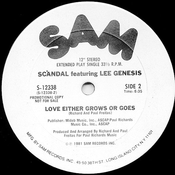 Scandal (2) Featuring Lee Genesis : I Wanna Do It (12", Single, Promo)