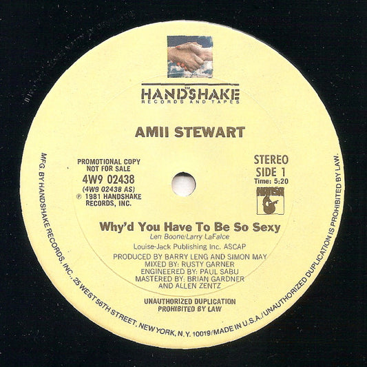 Amii Stewart : Why'd You Have To Be So Sexy (12", Promo)