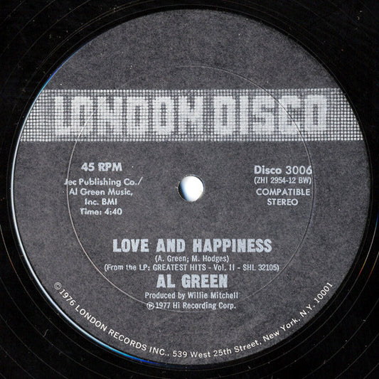 Al Green : Love And Happiness / Take Me To The River (12")