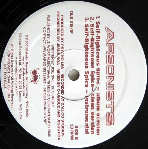 The Arsonists : We Be About / Self-Righteous Spics (12", Promo)