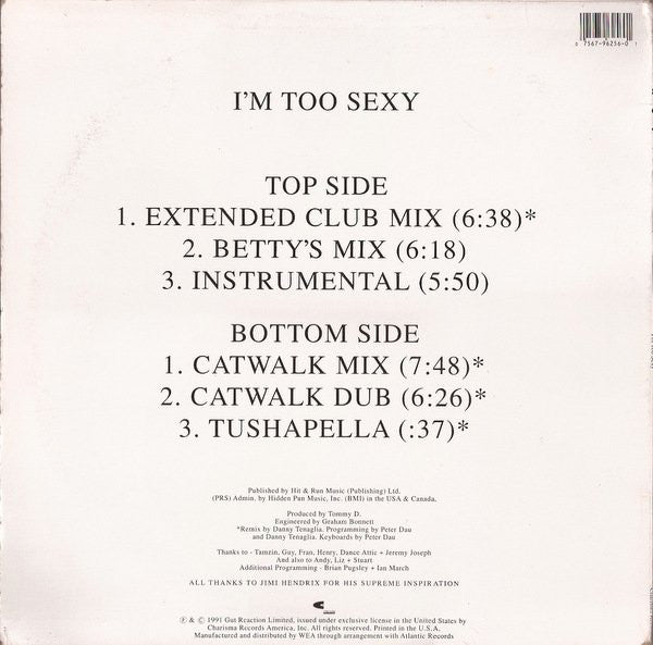 R ★ S ★ F* : I'm Too Sexy (12", Single)