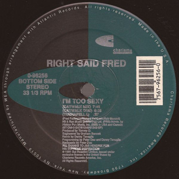 R ★ S ★ F* : I'm Too Sexy (12", Single)