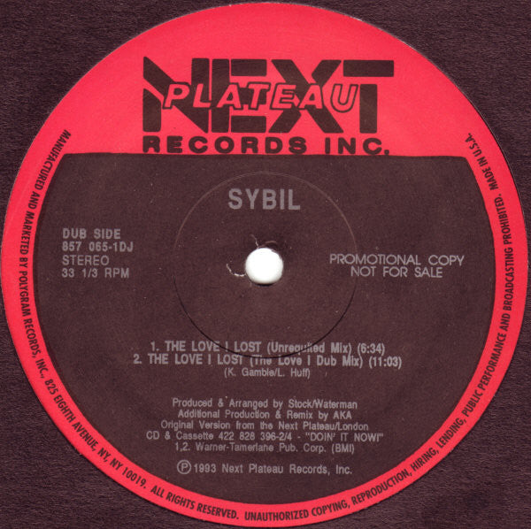 Sybil : You're The Love Of My Life (12", Promo)