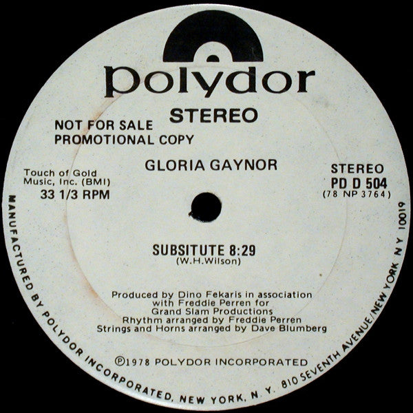 Gloria Gaynor : Subsitute (12", Single, Promo)