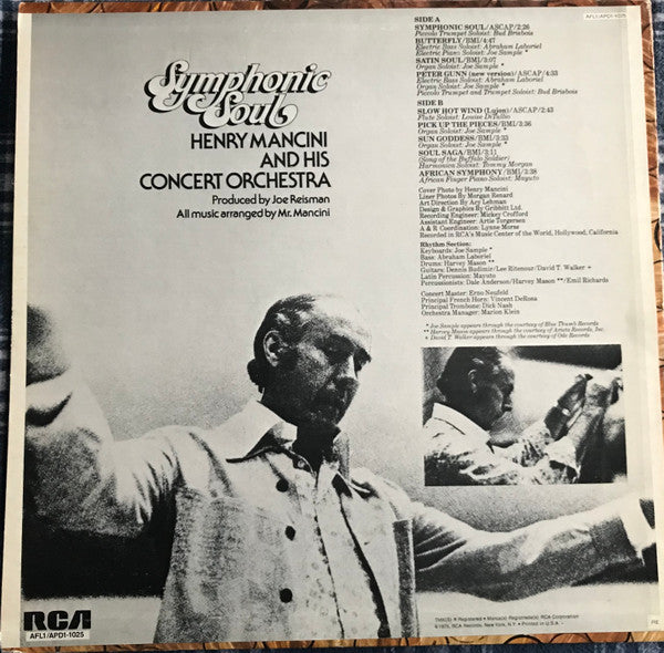 Henry Mancini And His Orchestra : Symphonic Soul (LP, Album, RE)