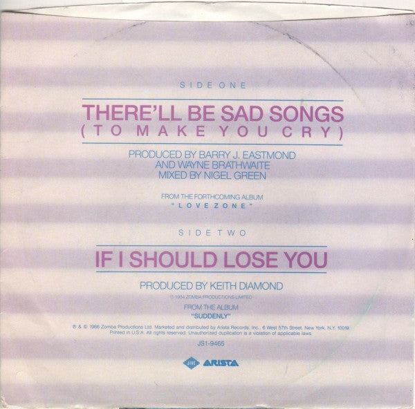 Billy Ocean : There'll Be Sad Songs (To Make You Cry) / If I Should Lose You (7", Single, Styrene)