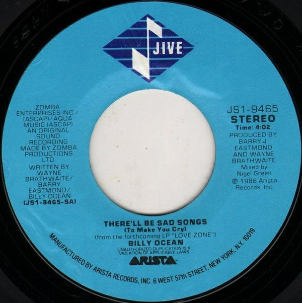 Billy Ocean : There'll Be Sad Songs (To Make You Cry) / If I Should Lose You (7", Single, Styrene)