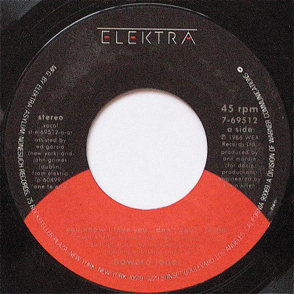 Howard Jones : You Know I Love You ... Don't You? (7", All)