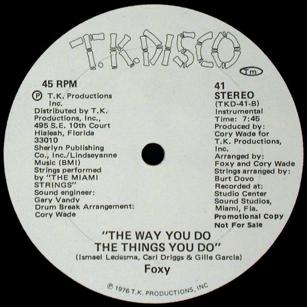 Foxy : The Way You Do The Things You Do (12", Promo)