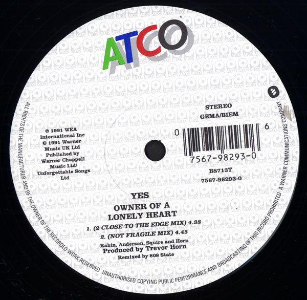 Yes : Owner Of A Lonely Heart (12")