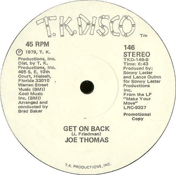 Joe Thomas : Make Your Move / Get On Back (12", Promo)