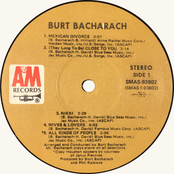 Burt Bacharach : Burt Bacharach (LP, Album, Club)