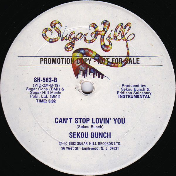 Sekou Bunch : Can't Stop Lovin' You (12", Promo)
