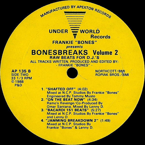 Frankie Bones Presents Bonesbreaks : Volume 2 (Raw Beats For D.J.'s) (LP)