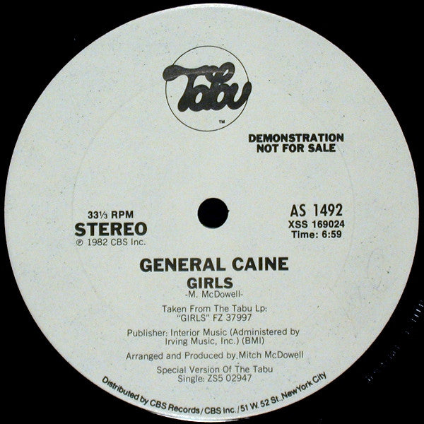 General Caine : Girls / Baseball (12", Promo)