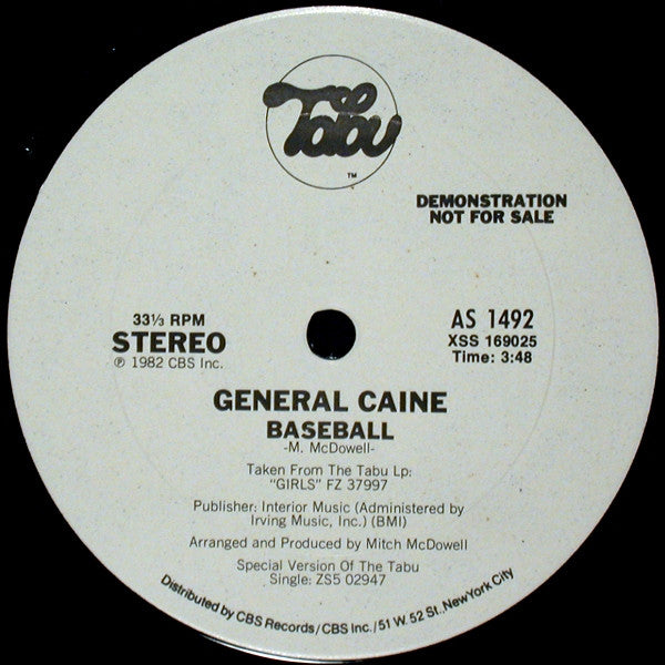 General Caine : Girls / Baseball (12", Promo)