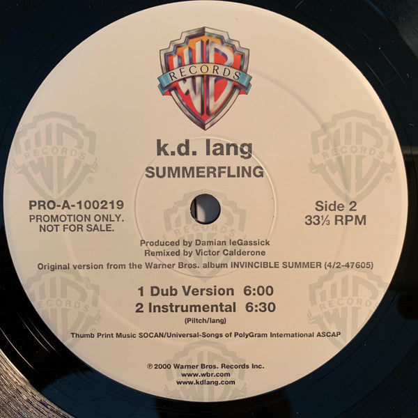 k.d. lang : Summerfling (12", Promo)