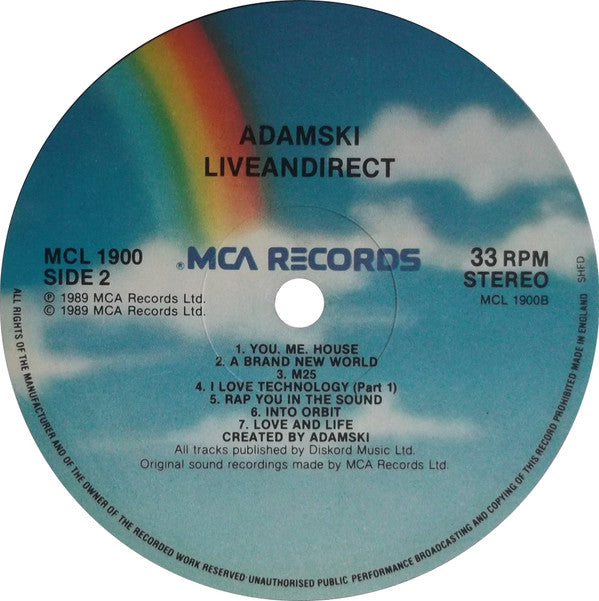 Adamski : Liveandirect (LP, Album)