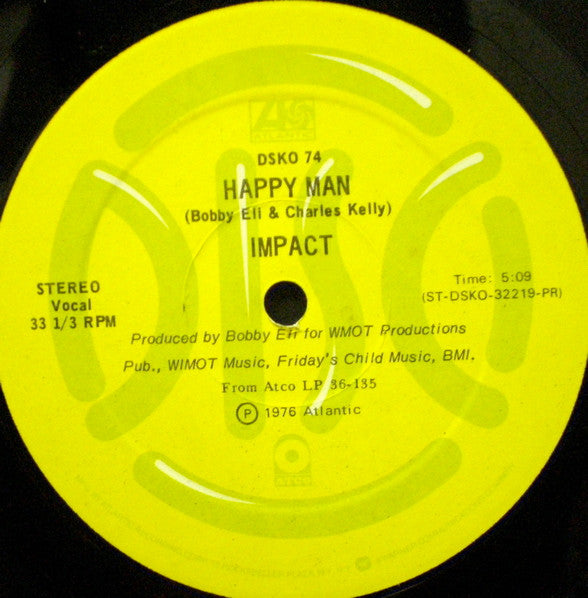 Impact (11) : Happy Man / Give A Broken Heart A Break (12", Promo)