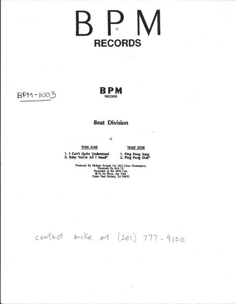 Beat Division : The Second Coming (12", TP)