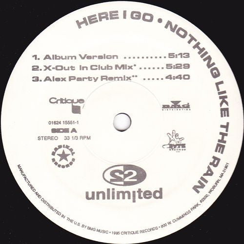 2 Unlimited : Here I Go / Nothing Like The Rain (12")