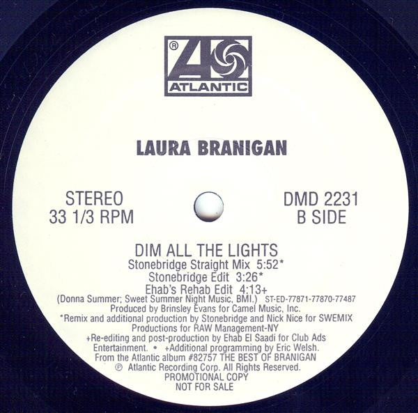 Laura Branigan : Dim All The Lights (12", Promo)