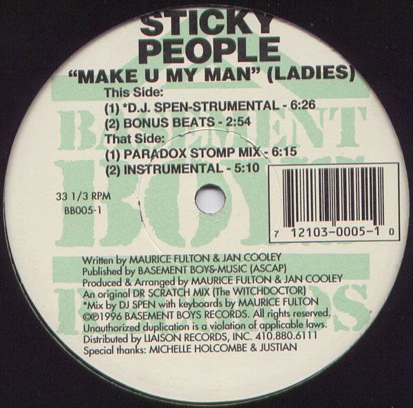 Sticky People : Make U My Man (Ladies) (12")