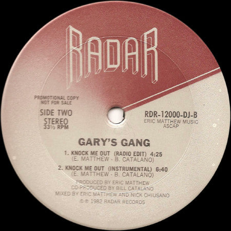 Gary's Gang : Knock Me Out (12", Promo)