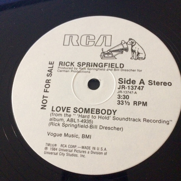Rick Springfield : Love Somebody (12", Whi)