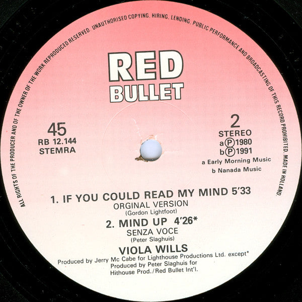 Viola Wills : If You Could Read My Mind (Hithouse Remix 1991) (12")