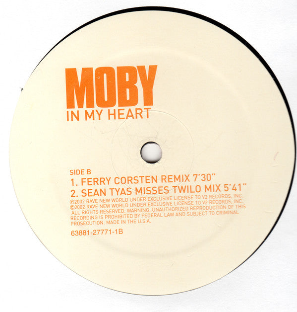 Moby : In This World / In My Heart (12")