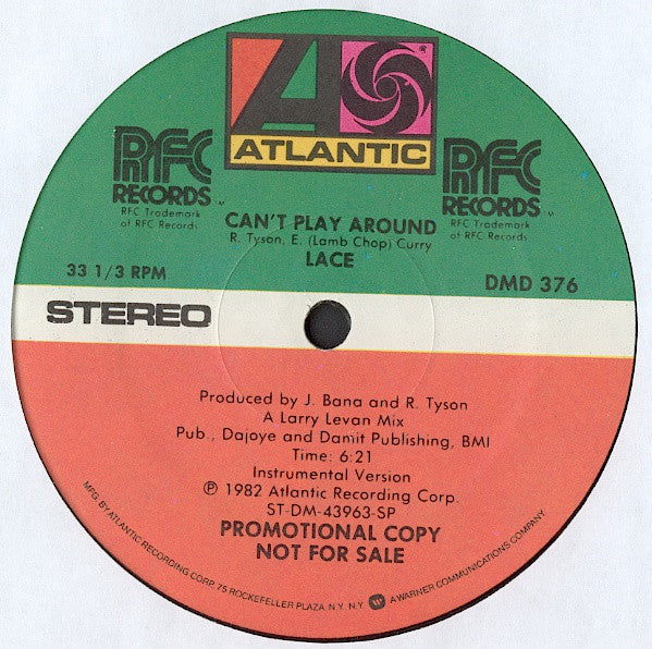 Lace : Can't Play Around (12", Promo)
