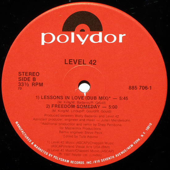 Level 42 : Lessons In Love (12", Single)