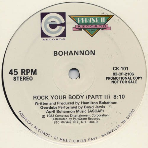 Bohannon* : Rock Your Body (12", Promo)