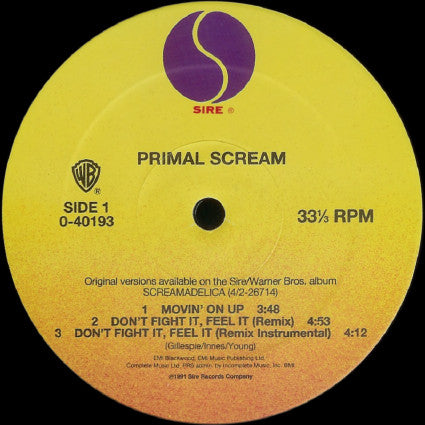 Primal Scream : Movin' On Up  (12", Maxi)