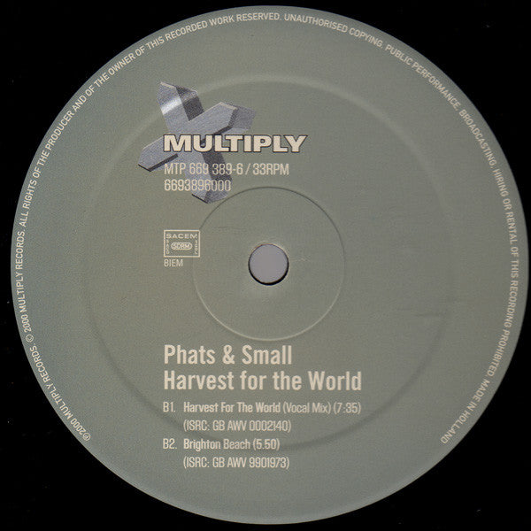 Phats & Small : Harvest For The World / Brighton Beach (12")