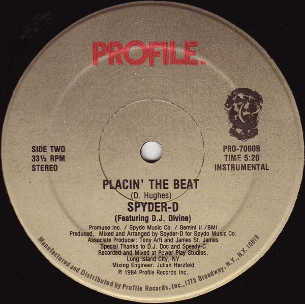 Spyder-D Featuring DJ Divine : Placin' The Beat (12", Single)