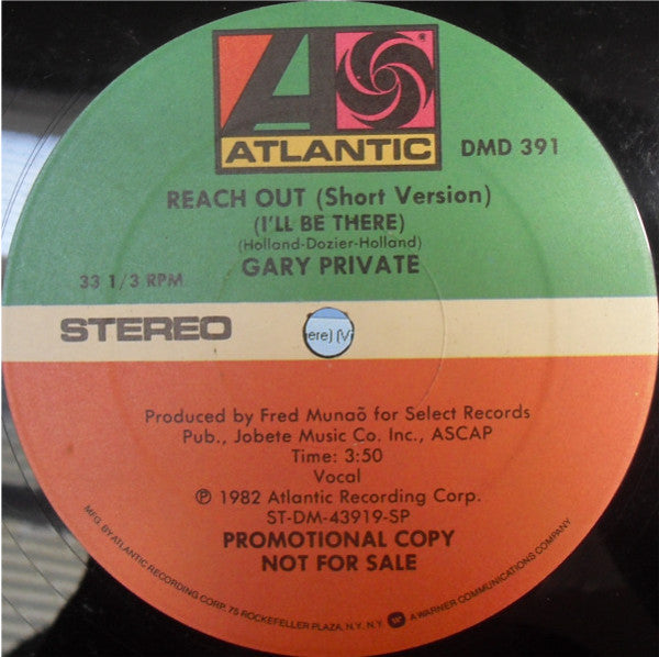 Gary Private : Reach Out (I'll Be There) (12", Promo)