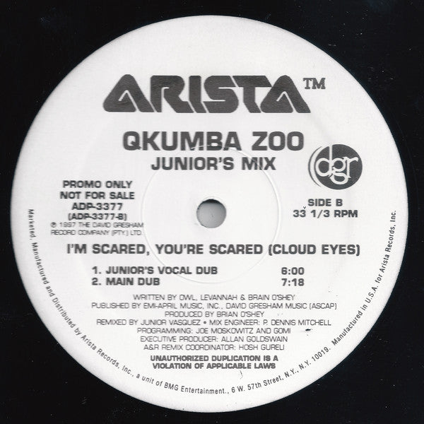 Qkumba Zoo : I'm Scared, You're Scared (Cloud Eyes) (Junior's Mix) (12", Promo)